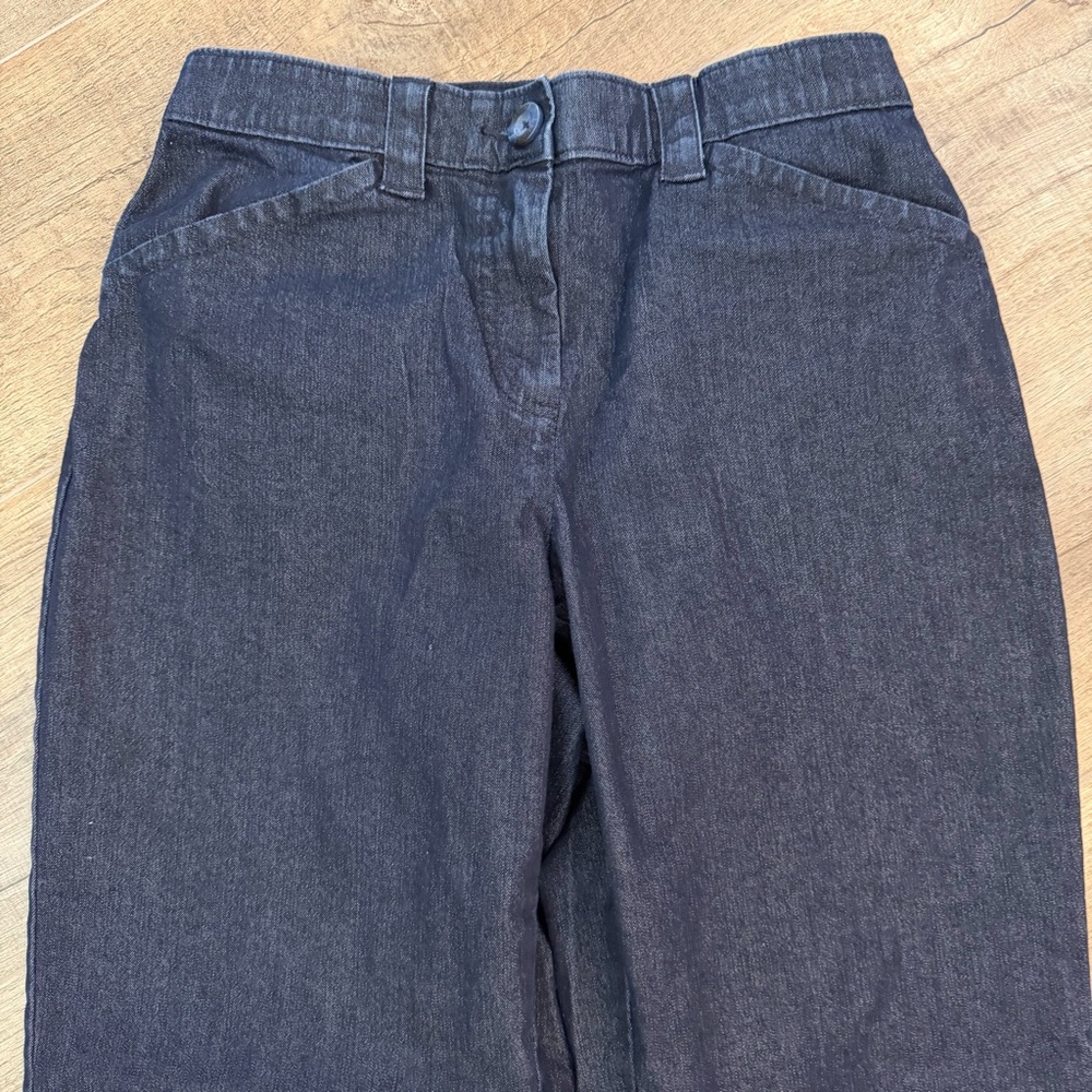 L.L.Bean Classic Fit Jean Women 6 Straight Denim Dark Blue Solid Chic Minimalist - Picture 2 of 13